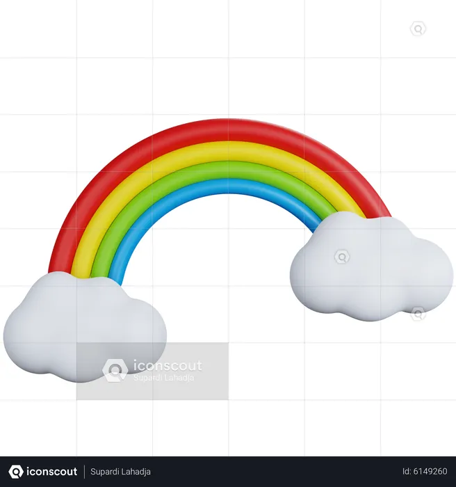 Arc en ciel avec deux nuages  3D Icon