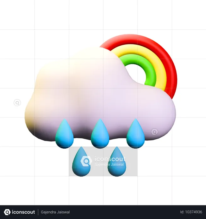 Temps pluvieux arc-en-ciel  3D Icon