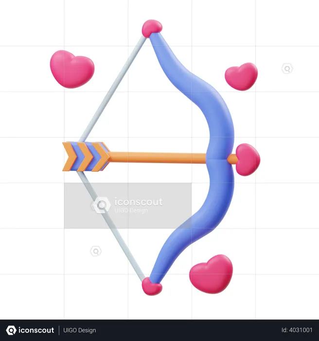 Arc et flèche d'amour  3D Illustration