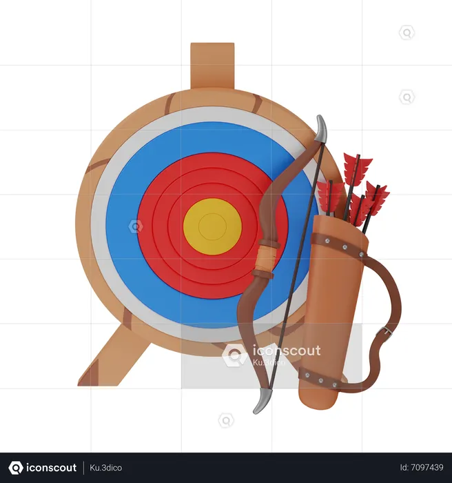 Archery target with bow  3D Icon