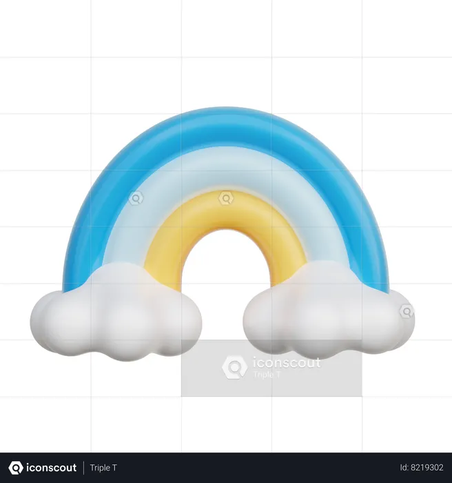 Arco-íris com nuvens  3D Icon