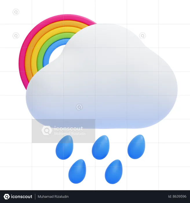 Arco-íris e chuva  3D Icon