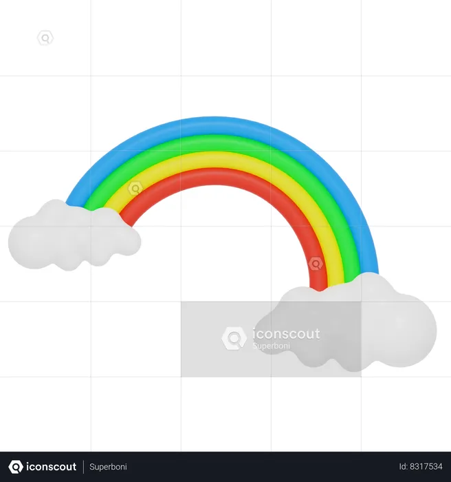 Arco-íris e nuvens  3D Icon