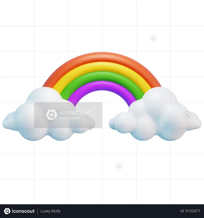 Arcoiris en la nube  3D Icon