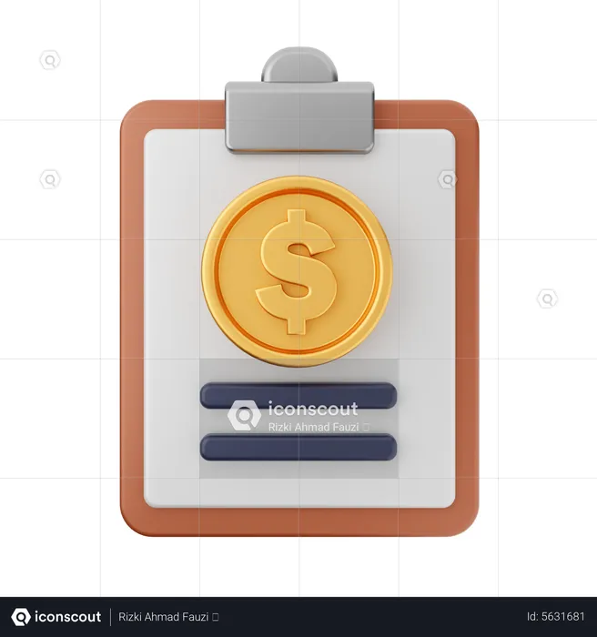 Prancheta de dólar  3D Icon