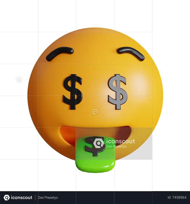 Visage de bouche d'argent Emoji 3D Icon