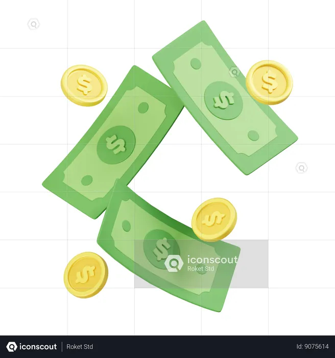 Argent et pièce de monnaie  3D Icon