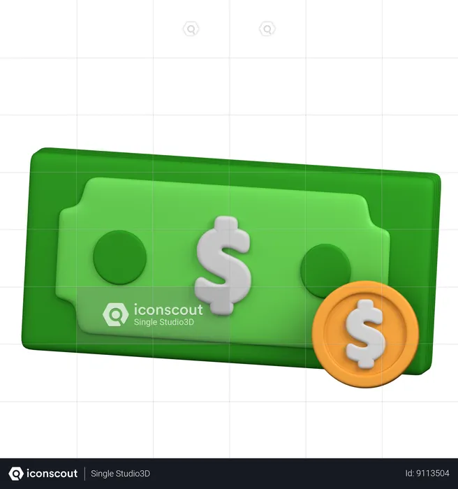 Argent et pièce de monnaie  3D Icon