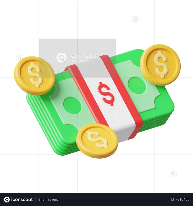 Argent et pièce de monnaie  3D Icon