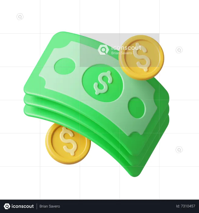 Argent et pièce de monnaie  3D Icon