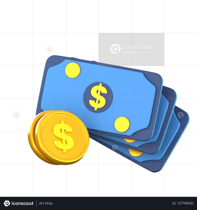 Argent et pièce de monnaie  3D Icon