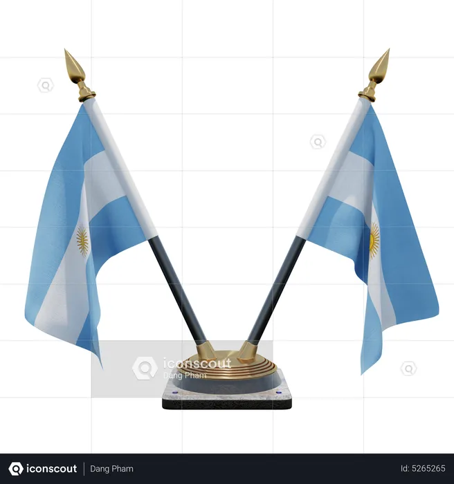 Argentina Double (V) Desk Flag Stand Flag 3D Icon