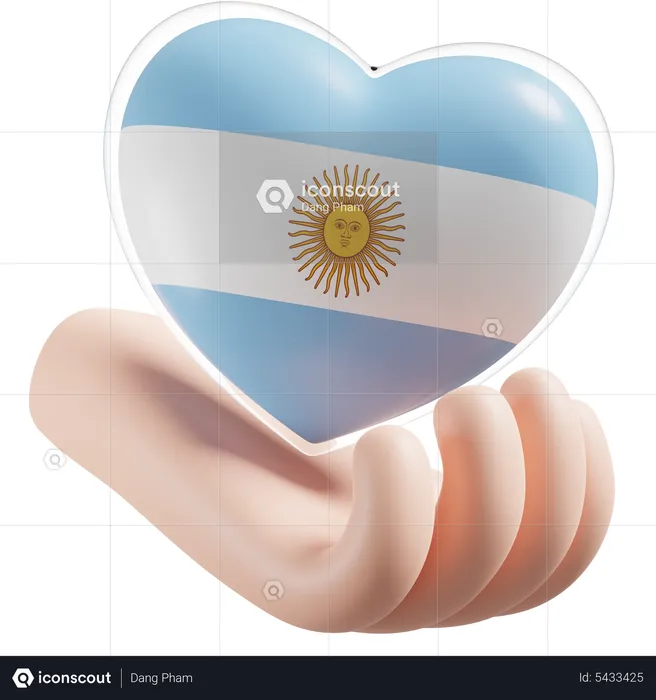 Argentina Flag Heart Hand Care Flag 3D Icon