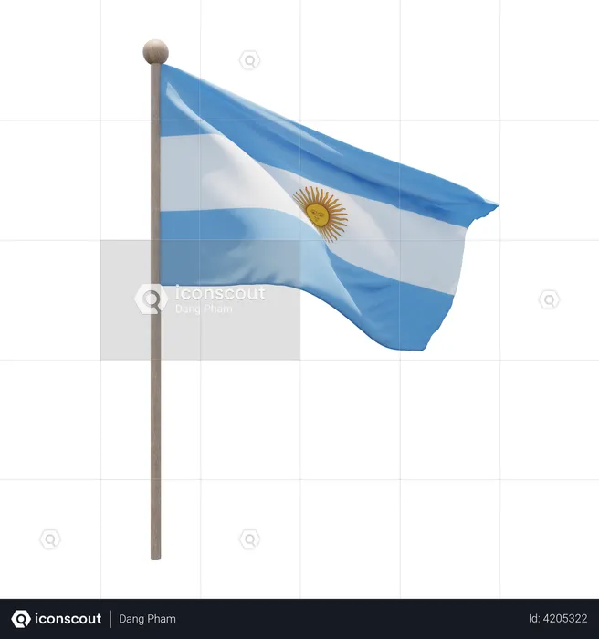 Argentina Flag Pole  3D Illustration