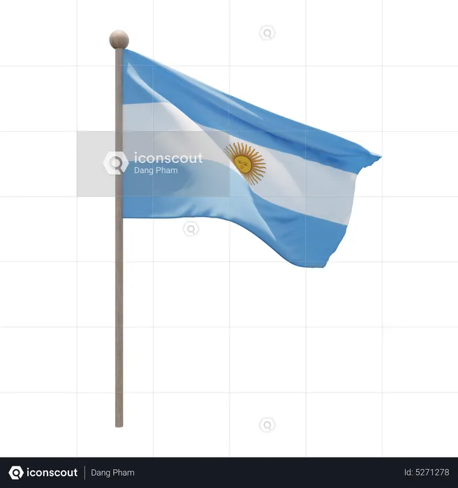 Argentina Flagpole Flag 3D Icon