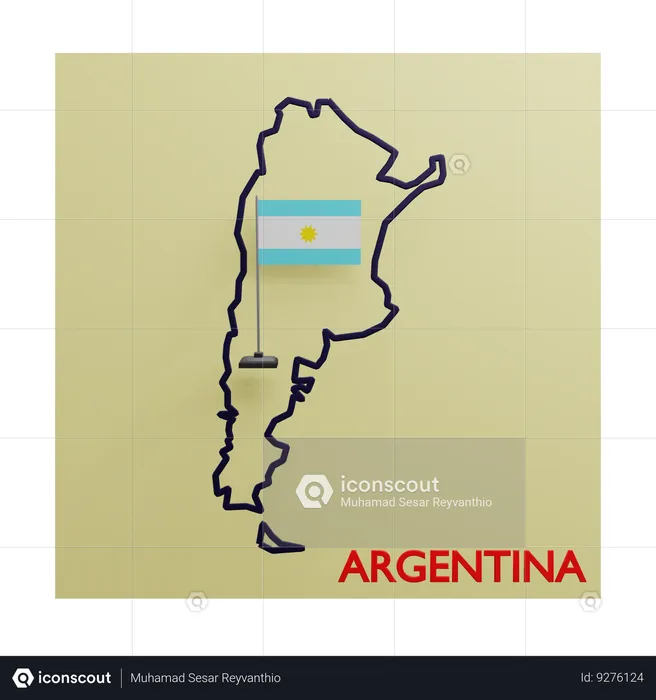 Argentina Map Flag 3D Icon