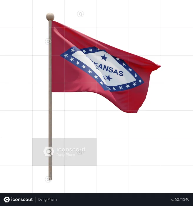 Arkansas Flagpole Flag 3D Icon