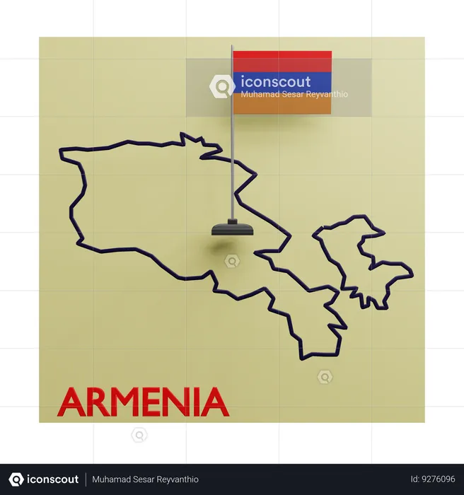 Armenia Map Flag 3D Icon