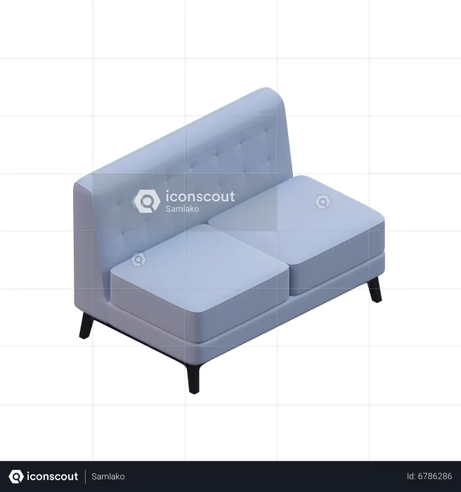 Armless Sofa  3D Icon