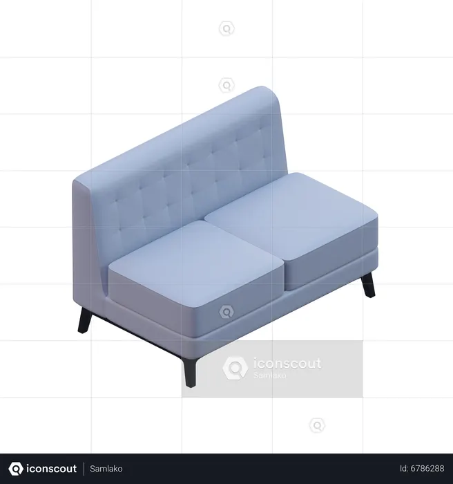 Armless Sofa  3D Icon