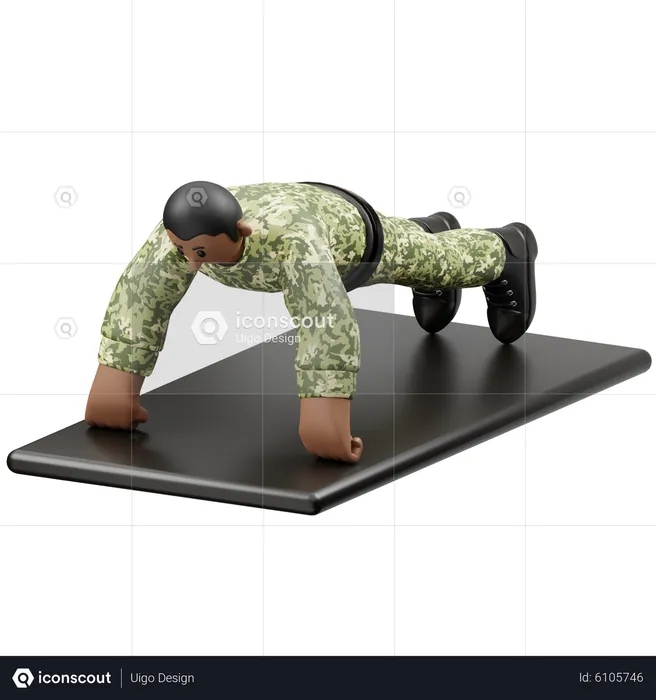 Army man doing Push Up  3D Illustration