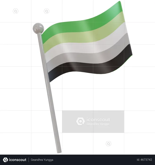 Aromantic Flag Flag 3D Illustration