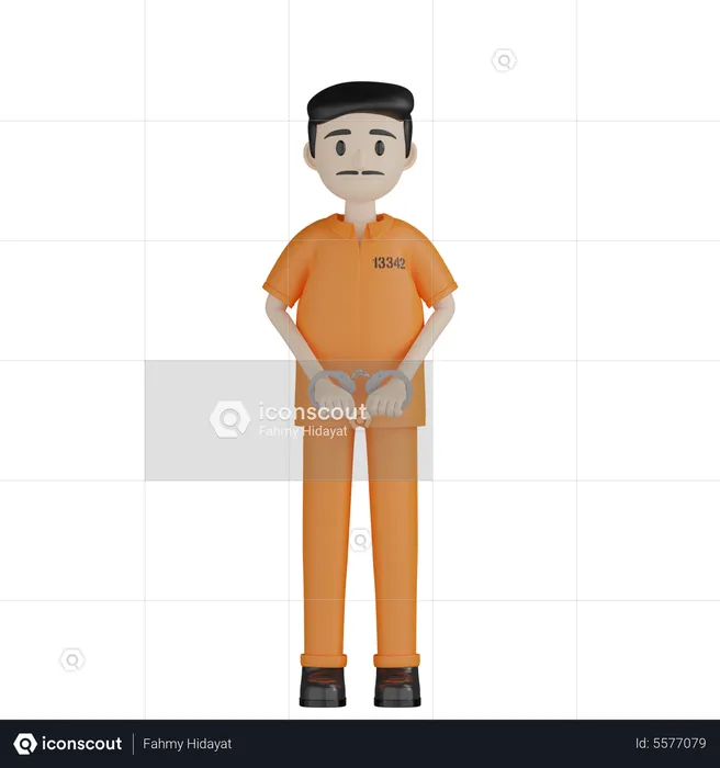 Arrested Prisoner  3D Illustration