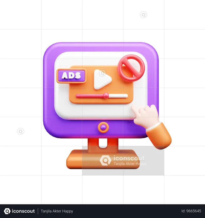 Arrêter les publicités vidéo  3D Icon