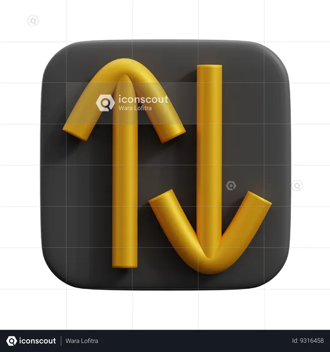 Arrow Cross Up And Down  3D Icon