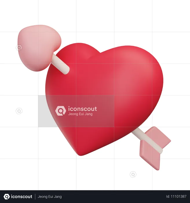 Arrow Piercing The Heart  3D Icon