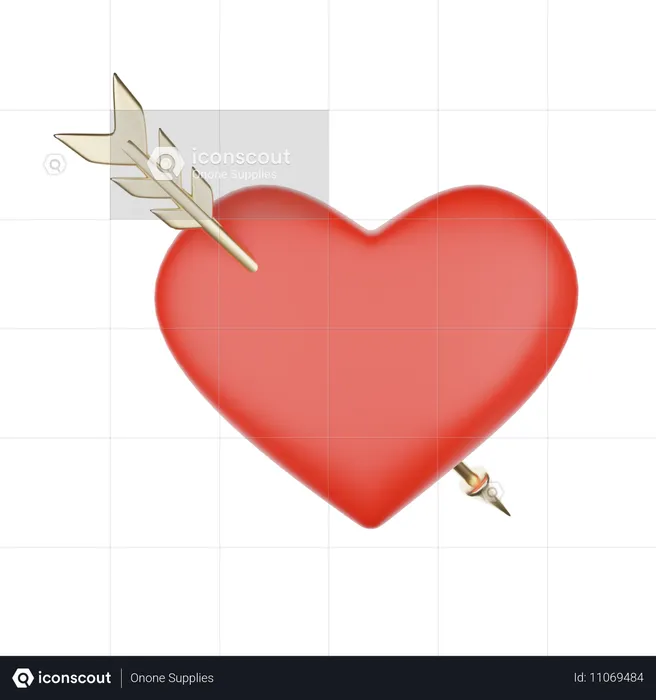 Arrow with Heart  3D Icon