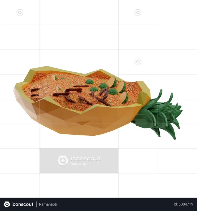 Arroz frito con piña  3D Icon