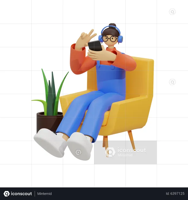 L'art du selfie  3D Illustration