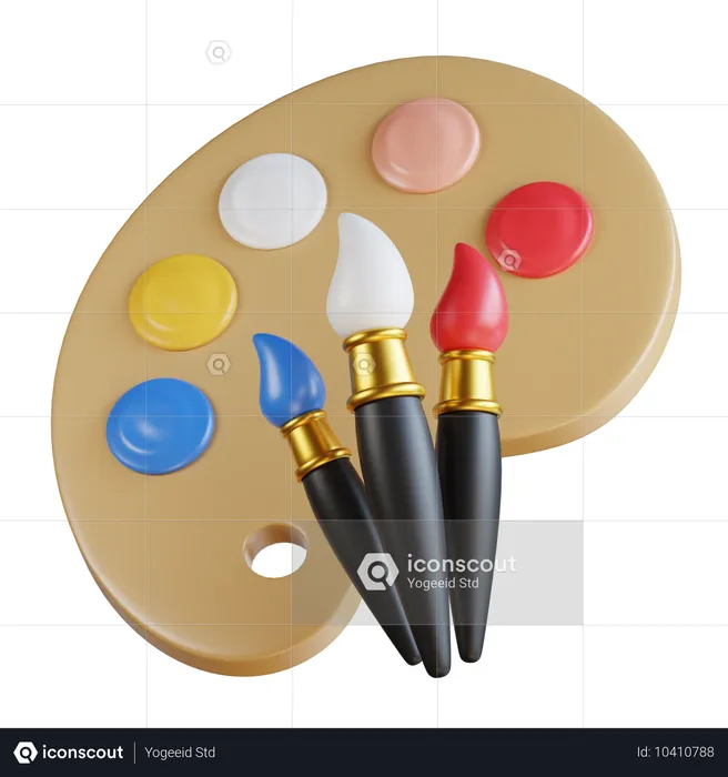 Art Palette And Paintbrush  3D Icon