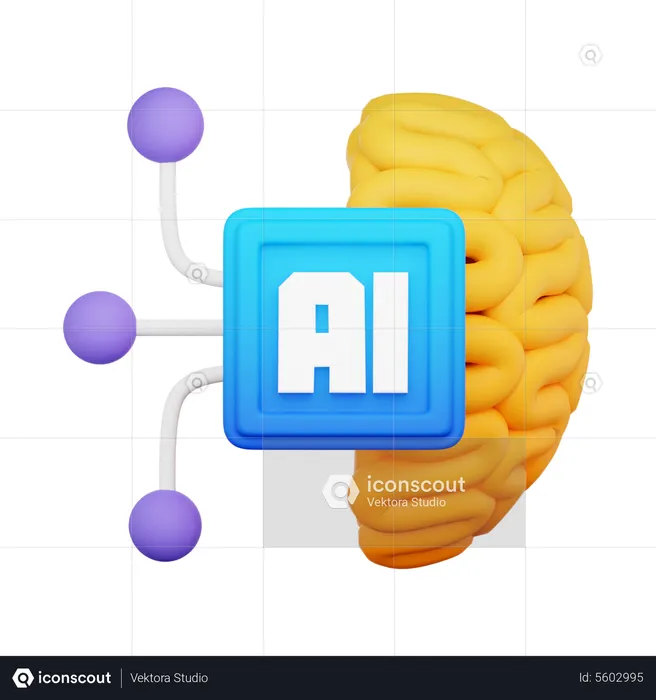 Artificial Intellegence Brain  3D Icon