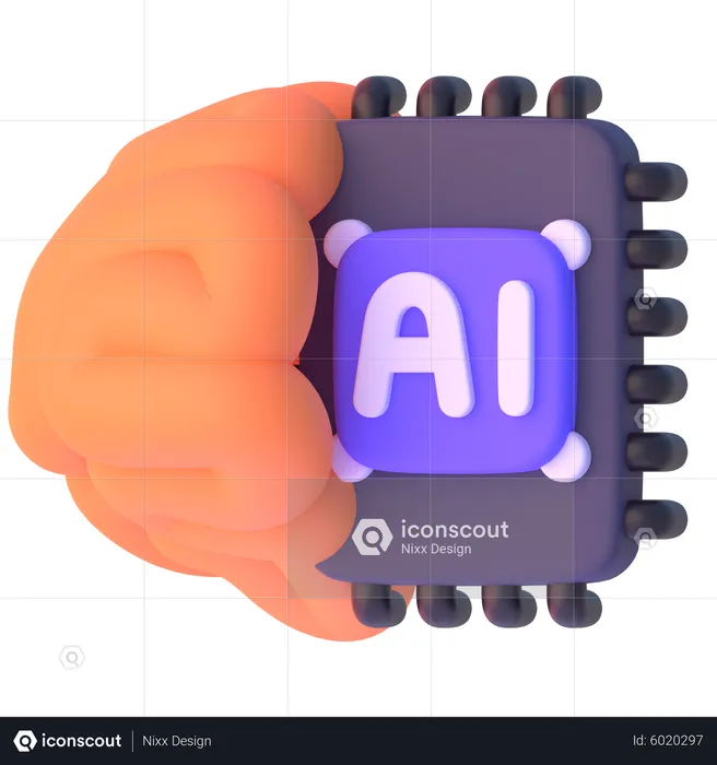 Artificial Intelligence Brain  3D Icon