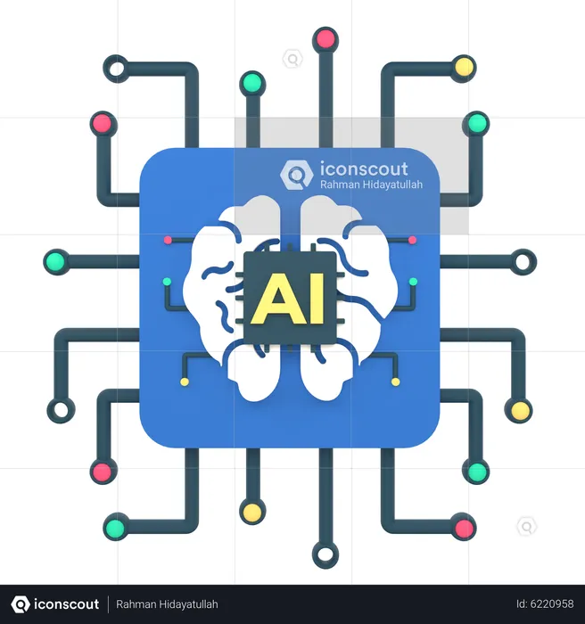 Artificial intelligence brain  3D Icon