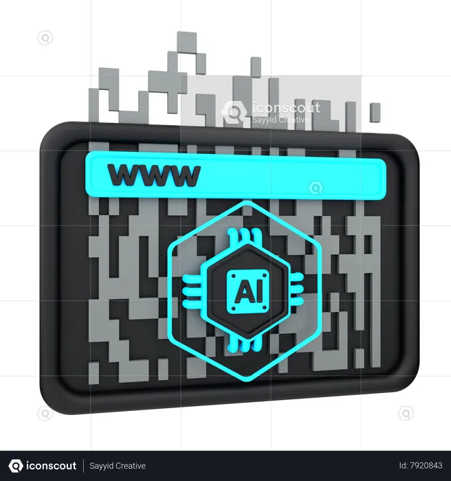 Artificial Intelligence Browser  3D Icon