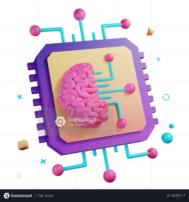 Artificial Intelligence Chip  3D Illustration