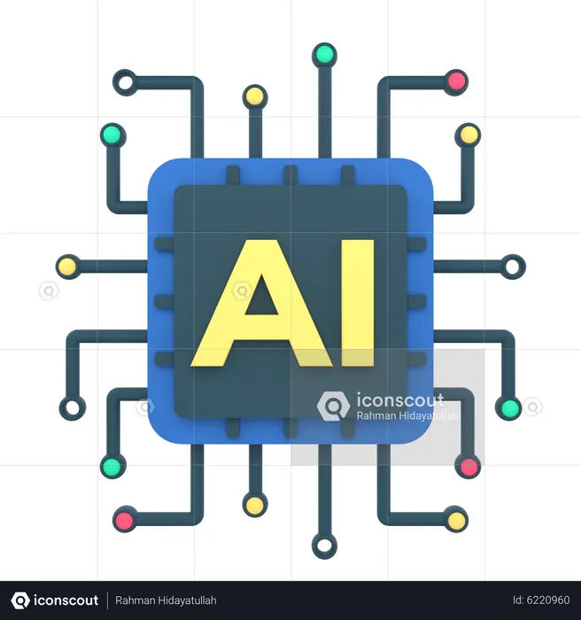Artificial intelligence chip  3D Icon