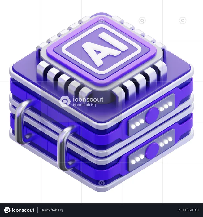 Artificial Intelligence Chip Database Server  3D Icon