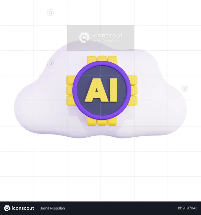 Artificial Intelligence Cloud  3D Icon