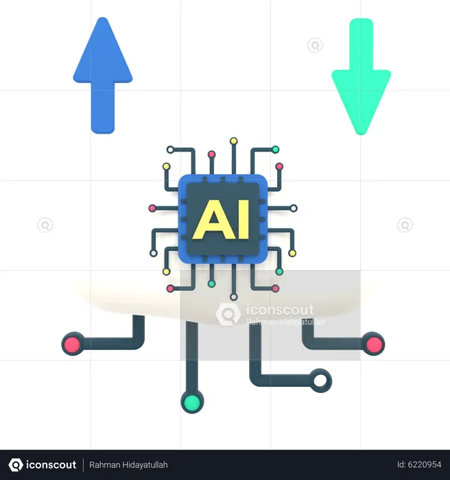Artificial intelligence cloud computing  3D Icon