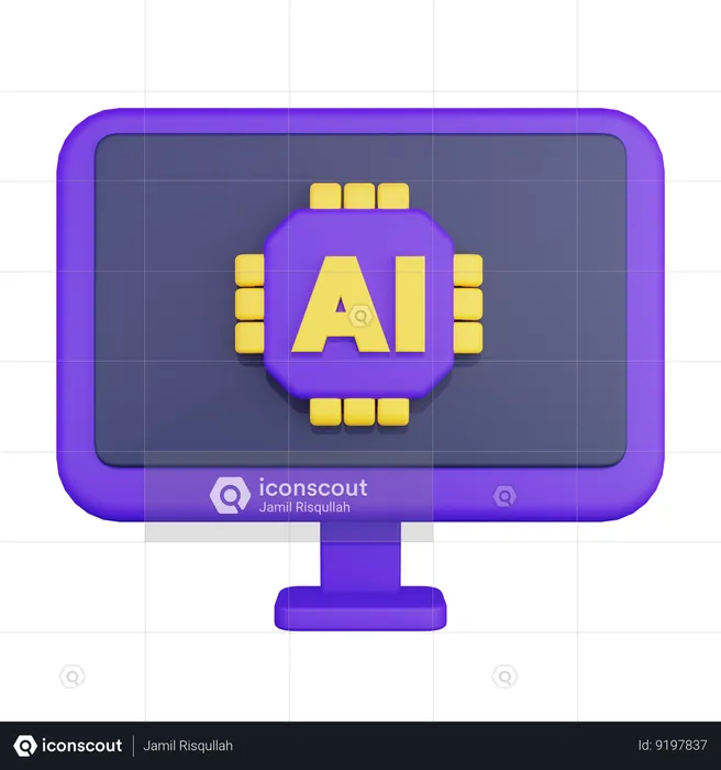 Artificial Intelligence Computer  3D Icon