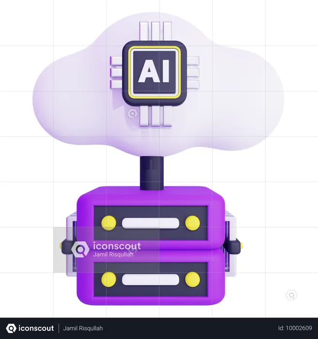 Artificial Intelligence Data Cloud  3D Icon