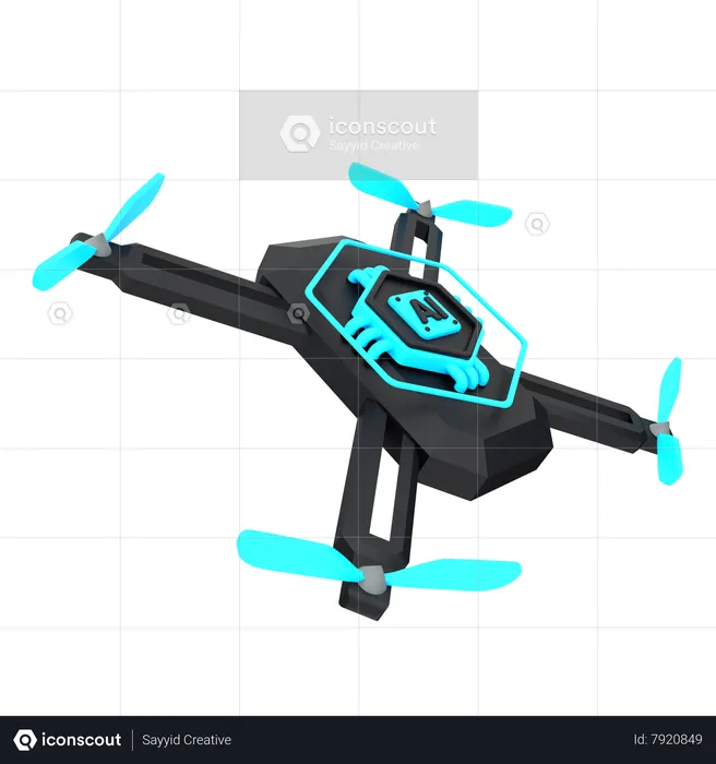 Artificial Intelligence Drone  3D Icon