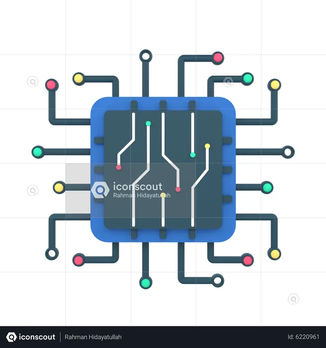 Artificial intelligence integrated circuit  3D Icon