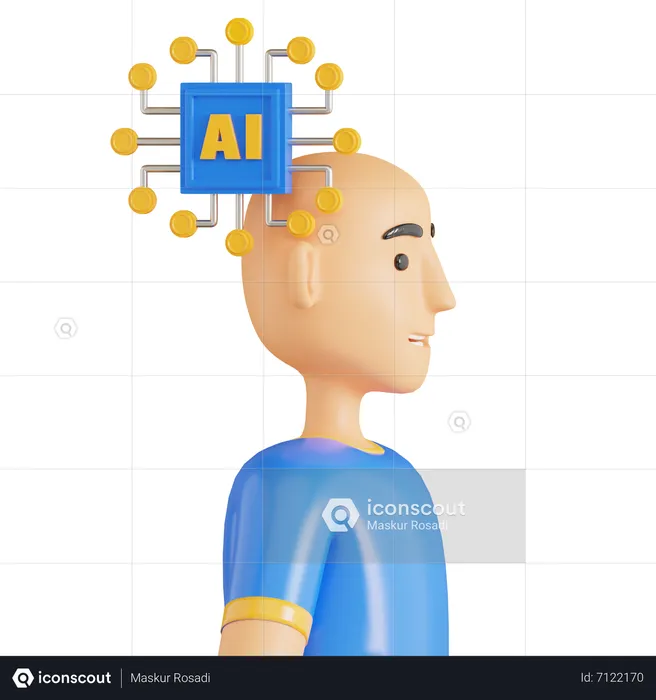 Artificial Intelligence Man  3D Icon