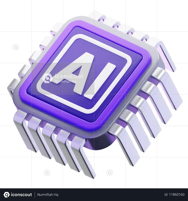 Artificial Intelligence Microchip  3D Icon