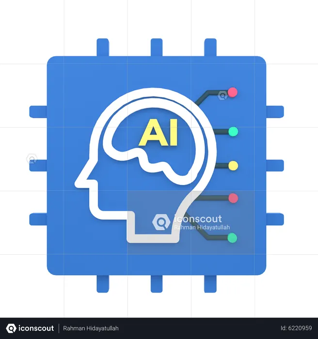 Artificial intelligence mind  3D Icon